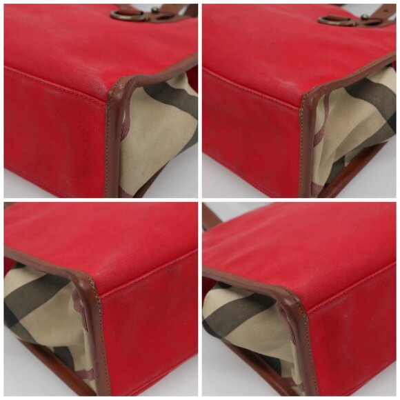 BURBERRY Tote Bag Canvas Red Auth ti2657 - Picture 13 of 13